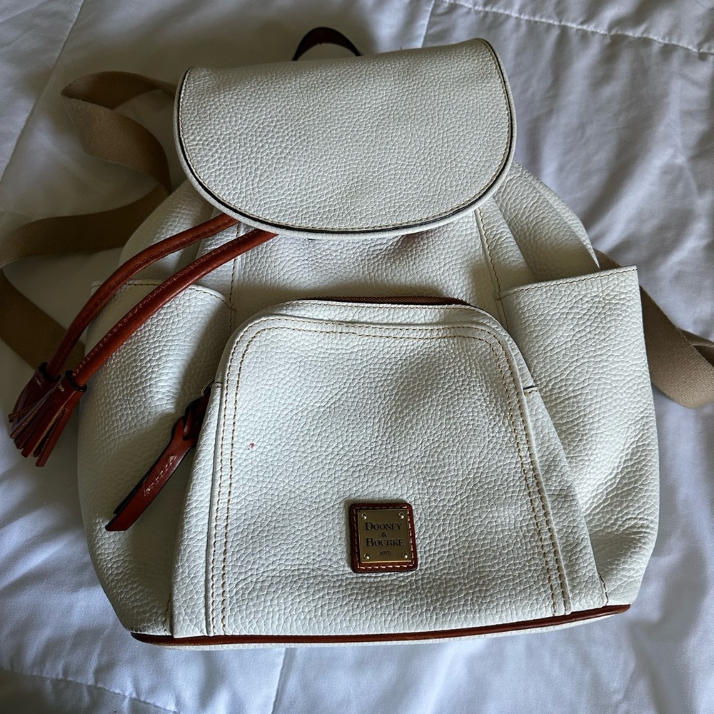 Dooney & Bourke Cream and Brown Leather Backpack